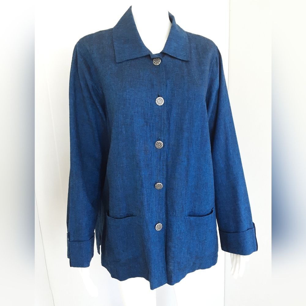 COCONUT BAY Linen Rayon Blend Career Blazer Jacket Sz M -Vtg